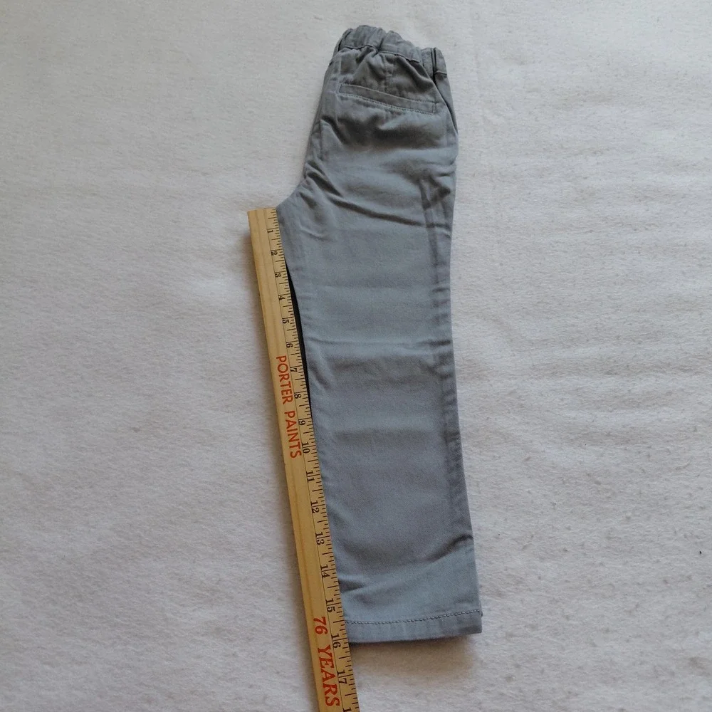 The Childrens Place Boys Gray Chino Pants 4T Elastic Waist Casual Toddler School